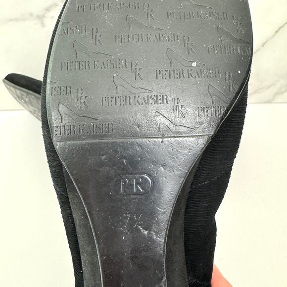 Peter Kaiser Womens Low Wedge Pump Shoe Size 7.5 Textured fabric Black - Picture 10 of 10